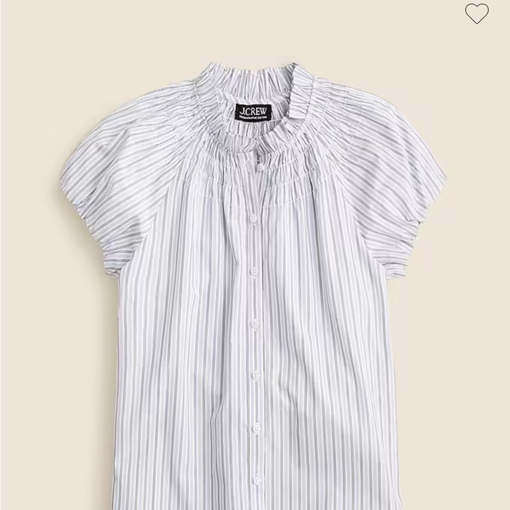 J.Crew Smocked-neck top in striped cotton poplin
